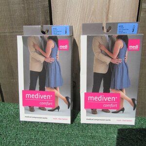 2 Brand New Mediven Comfort Natural Calf Close Toe Compression Socks 44703 15-20